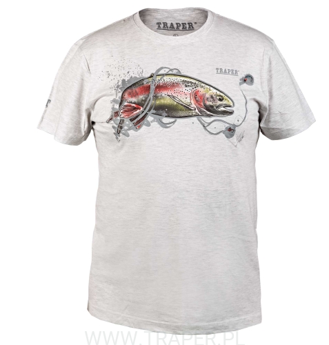 T-SHIRT RAINBOW TROUT LIGHT GREY TRAPER